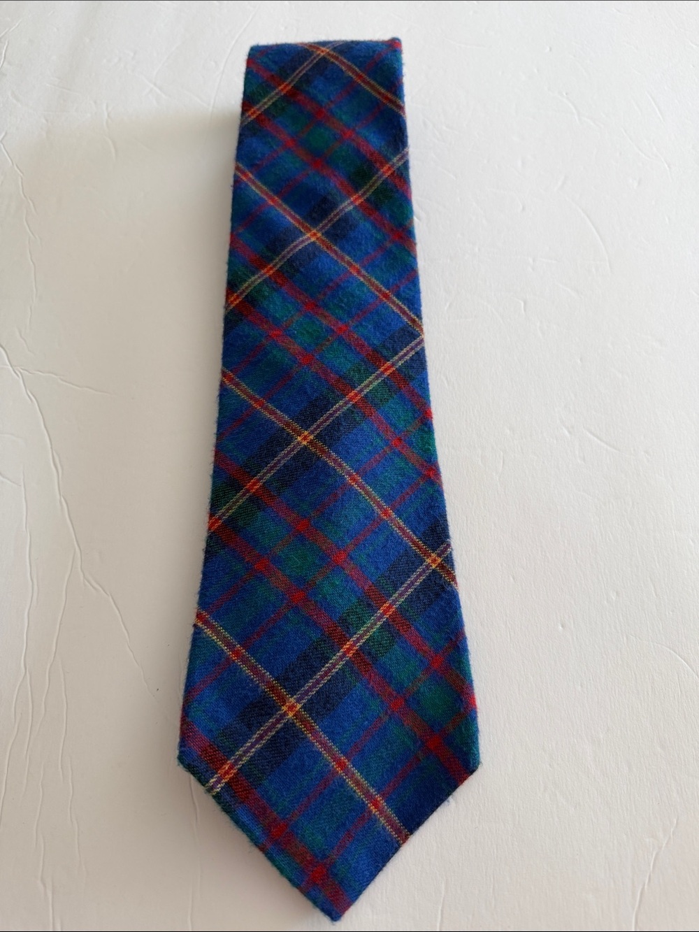 Rooster Plaid flannel Tie in Blue and Green - Men’s Classic Accessory